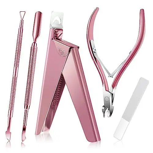Produktbild: WEIYI Nagelknipser,Nagelhautschneider,Nagelhautpinzette,5-teiliges Maniküre und Pediküre Set,Guillotine Capsule Ongle,Professioneller Nagelknipser（Bunt）