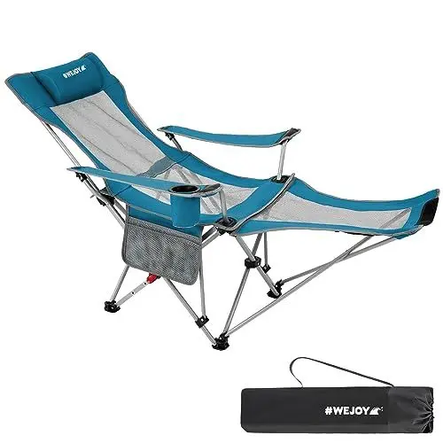 Produktbild: #WEJOY 2-in-1 Campingstuhl Klappbarer Liege Faltbarer Strandstuhl mit Verstellbarer Rückenlehne & Fußstütze