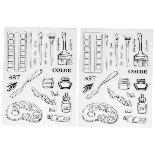 Produktbild: WEKAMOS 2 Stück DIY Transparent Silikonstempel für Malthemen für Scrapbooking und Kreative Projekte Einfache Anwendung mit Acrylblock