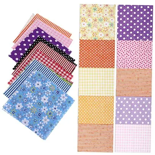 Produktbild: WEKAMOS 50 Stück Teiliges Set Bedruckte Baumwollstoff Quadrate für DIY Nähen Patchwork Stoffe Verschiedenen Mustern für Kissenbezüge Taschen und Kreative Handwerksprojekte