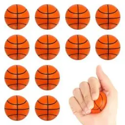 Produktbild: Wekuw 12er-Pack Stressbälle, 6,3 cm Mini-Stress-Übungsbälle, Schaumstoff-Anti-Stress-Bälle, Softbälle, Basketball-Stressbälle, Anti-Stress-Bälle, Basketball, Basketball-Party, Angstlinderung