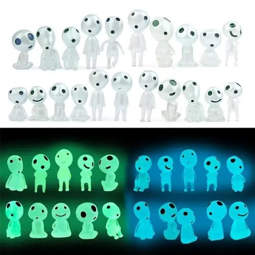 Produktbild: Wekuw 20 Stück Waldgeister Gartendeko, Leuchtende Gartendeko Figuren Elfen, Mini Kunstharz Prinzessin Figuren für Garten Topfpflanze, für Schlafzimmer, Halloween (Blau + Grün)