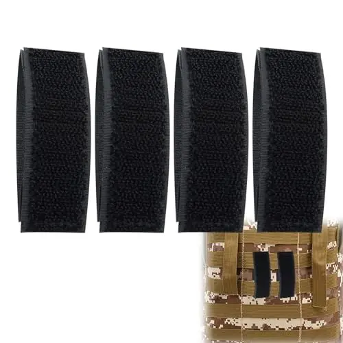 Produktbild: Wekuw 4 Stück Molle Zubehör Klett Kabelbinder Patches Klett Militär Zubehör für Taktischen Rucksack Velcro Strips Molle Gurte Molle Tasche Zubehör für Taktische Westen für Outdoor-Rucksäcke