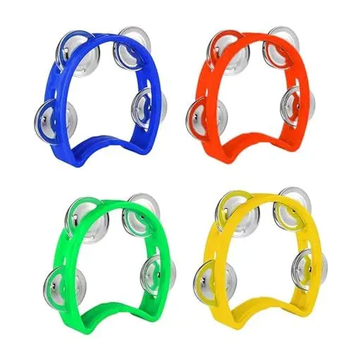 Produktbild: Wekuw 4 Stücke Half Moon Hand Tambourine Metal Half Moon Tambourine Tambourine Half Moon Tambourine Hand Tamburine für Erwachsene Geeignet für Frühkindliche Bildung, Schulaufführungen, Musikkurse