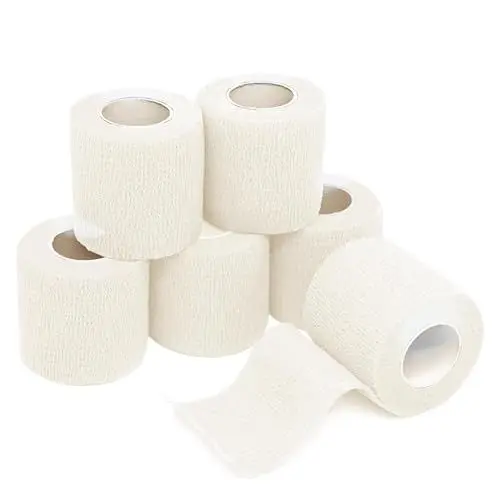Produktbild: Wekuw 6 Rollen Selbstklebender Verband Elastische Binde Bandage Fixierbinde Haftbandage Selbstklebend Wasserfeste Fixierbinde Selbsthaftende Bandage für Erste Hilfe (Weiß)