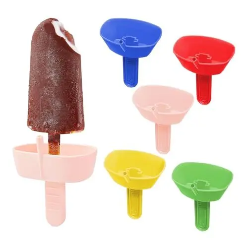 Produktbild: Wekuw Eis am Stiel Halter, 5 Stücke Tropffreier Eis am Stiel-Halter Wiederverwendbar BPA-Frei Eishalterung Kinder Eisstielhalter mit Strohhalm, für Erwachsene, Kinder und Kleinkinder (5 Farben)