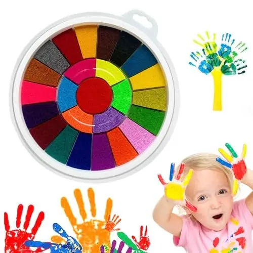 Produktbild: Wekuw Fingerfarben Kinder, 25 Farben Fingerfarbe DIY Fingerstempel Stempelkissen Kinder Ungiftig Abwaschbar Fingerstempel Finger Painting Kit für Jungen und Mädchen