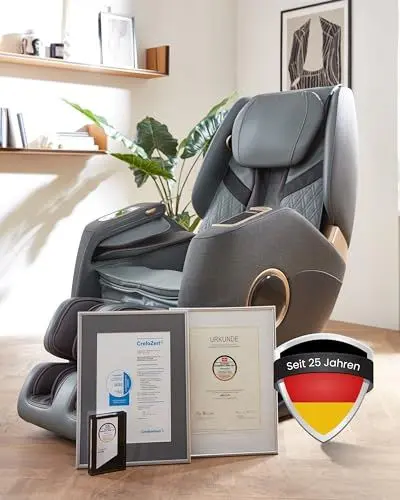Produktbild: WELCON EASYRELAXX Plus Massagesessel in grau schwarz | Heizung | Voice Control | induktives Laden