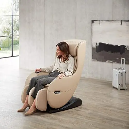 Produktbild: WELCON Massagesessel EASYRELAXX BEIGE - 3D Massagestuhl mit Neigungsverstellung elektrisch, Automatikprogramme Knetmassage Klopfmassage Rollenmassage Airbagmassage Sessel Massagestuhl