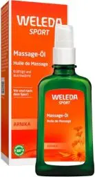Produktbild: WELEDA Bio Arnika Sport Massageöl 100ml vegan - Naturkosmetik Hautpflege Körperöl schützt vor Muskelkater & Verspannung. Ideal als Sport Vorbereitung / Regeneration mit Duft nach Rosmarin & Lavendel