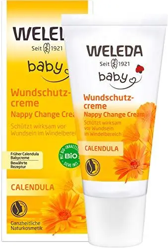 Produktbild: WELEDA Bio Baby Calendula Wundschutzcreme 30ml - Naturkosmetik Babypflege Windelcreme schützt empfindlicher Babyhaut im Windelbereich. Natürliche Hautpflege hilft bei gereizter Haut & Windelausschlag