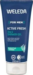 Produktbild: WELEDA Bio For Men 3in1 Duschgel & Shampoo ACTIVE FRESH vegan - Naturkosmetik Männer Duschseife & Haarpflege mit Eukalyptus & Vetiver Duft. Natürliche Dusche zur Reinigung von Haut & Haar (1x 200ml)