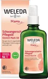 Produktbild: WELEDA Bio Mama Schwangerschaftsöl - veganes Naturkosmetik Babybauch Massageöl zur Dehnungsstreifen Vorbeugung. Hautpflege Schwangerschaft Körperöl mit Jojobaöl verbessert die Hautelastizität (100ml)