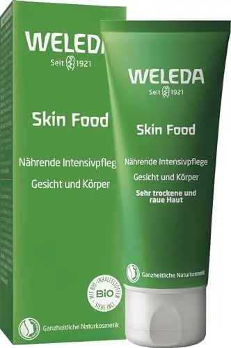 Produktbild: WELEDA Bio Skin Food Feuchtigkeitscreme 75ml - reichhaltige Naturkosmetik Hautpflege SkinFood Hautcreme zur Pflege von sehr trockener Haut. Natürliche Körper- & Gesichtscreme nährt die Haut intensiv
