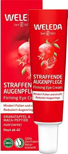 Produktbild: WELEDA Bio Straffende Augenpflege - Naturkosmetik Natural Anti Aging Augencreme mit Granatapfelsamenöl & Maca-Peptiden. Augenpflege mindert Falten & Augenringe. Strafft die Haut um die Augen (1x12ml)