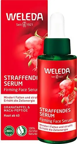 Produktbild: WELEDA Bio Straffendes Serum - Naturkosmetik Natural Anti Aging Gesicht Pflegekonzentrat mit Granatapfelsamenöl & Maca-Peptiden. Gesichtsserum mindert Falten, spendet Feuchtigkeit & strafft (1x 30ml)