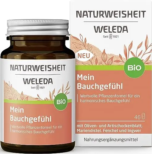 Produktbild: WELEDA Naturweisheit Mein Bauchgefühl - Bio Nahrungsergänzungsmittel unterstützt Verdauung & Leber mit Bitterstoffen aus Mariendistel, Ingwer & Artischocke (46 Kapseln - laktose- & glutenfrei, vegan)