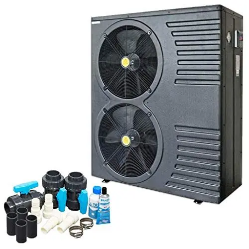 Produktbild: well2wellness ON/Off Pool Wärmepumpe Mida.Black 26 - Poolheizung mit Einer Heizkapazität bis 24,6 kW Plus Bypass Set Basic + Abdeckung