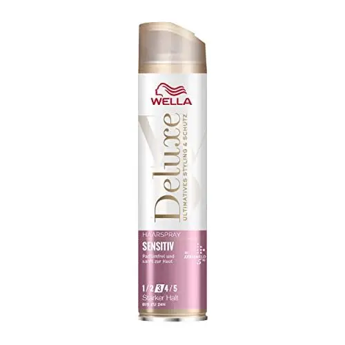 Produktbild: Wella Deluxe Sensitiv Haarspray – parfümfreies Styling Spray für sensibles Haar und empfindliche Kopfhaut – mit 5-Fach Keratin-Schutzkomplex und UV-Schutz – 250 ml