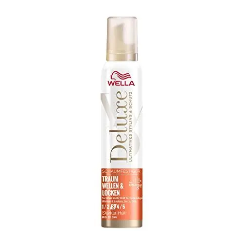 Produktbild: Wella Deluxe Traum Wellen & Locken Schaumfestiger – Haarschaum für mehr Sprungkraft und Definition – Schaumfestiger mit 5 fach Keratin Schutzkomplex – 200 ml