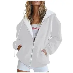 Produktbild: wellensteyn Jacke Damen Sweatjacke Damen Zipper Hoodie Kapuzenjacke Langarm Sweatshirt Sport Style Casual Kapuzenpullover Mit Reißverschluss,White,M