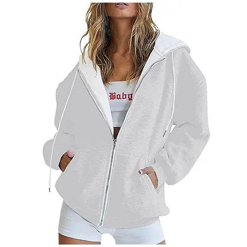 Produktbild: wellensteyn Jacke Damen Sweatjacke Damen Zipper Hoodie Kapuzenjacke Langarm Sweatshirt Sport Style Casual Kapuzenpullover Mit Reißverschluss,White,M