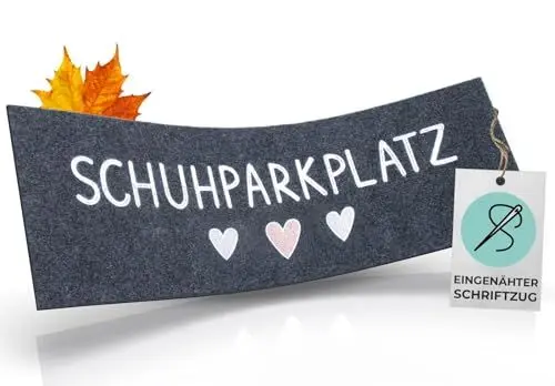 Produktbild: WELLMODA® Schuhparkplatz Fußmatte I genähter Schriftzug I Extra Robust I Waschmaschinen geeignet & rutschfest I Fussmatte für außen & innen I Fußabtreter 35x100 cm