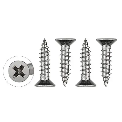 Produktbild: WELLOCKS Selbstschneidende Schrauben | M4 x 16mm | 50 PCS Edelstahl Schrauben Kit | Flacher Kopf Blechschrauben Holzschrauben Set | für Hausgemachte Reparatur Holzarbeiten Indoor Outdoor (D034416)