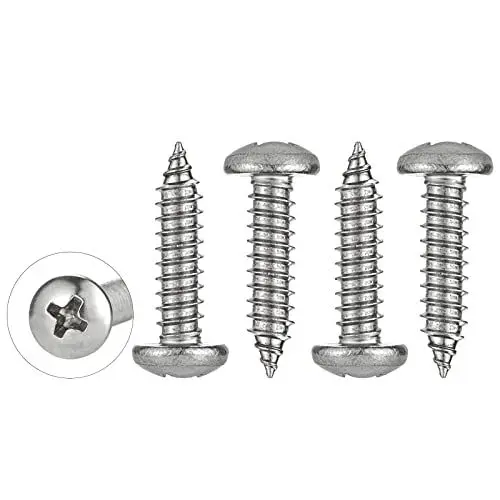 Produktbild: WELLOCKS Selbstschneidende Schrauben | M6 x 25mm | 50 PCS Edelstahl Schrauben Kit | Rundkopf Pan Blechschrauben Holzschrauben Set | für Hausgemachte Reparatur Holzarbeiten Indoor Outdoor (D035625)