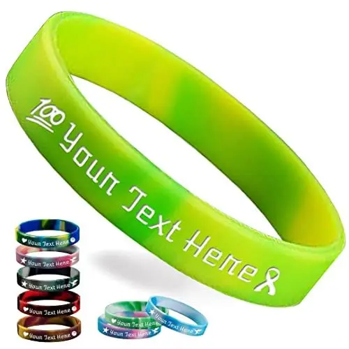 Produktbild: Zkgiftsdz Personalisierte Silikonarmbänder Bulk, Benutzerdefinierte 1/2