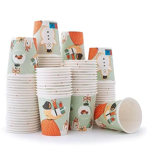 Produktbild: Wellsamed WELLSACUP 1000 Stück Pappbecher 180 ml, Motiv Weihnachten, geeignet für Heiß- und Kaltgetränke, Coffee to Go, Glühwein, Punsch