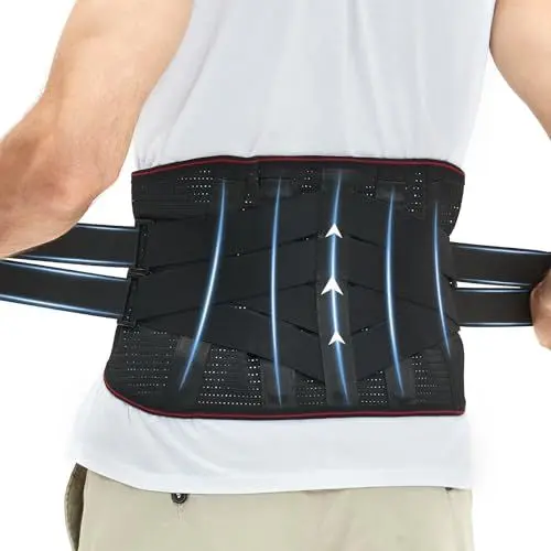 Produktbild: WellSync Rückenstützgürtel S, M, L, XL, XXL, 3XL, Rückengurt Rückenschmerzen Gürtel im Unteren Rücken, Rückenbandage Herren und Damen, Rückenstütze mit Verstellbaren Trägern Rückengürtel mit 8 Streben
