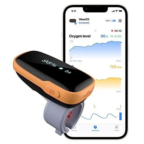 Produktbild: Wellue Pulsoximeter Bluetooth, Sauerstoffsättigung Messgerät Finger, Pulsoximeter Fingeroximeter mit Vibrationsalarm und Bluetooth APP, Wiederaufladbarer
