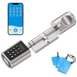 Produktbild: WELOCK PCB01 Elektronisches Tür-Schließzylinder Schloss Passwort RFID-Karte und Bluetooth mit Optionale WIFI-Fernbedienung Inklusive Wasserdichter Silikonhülle für 50-100mm Tür