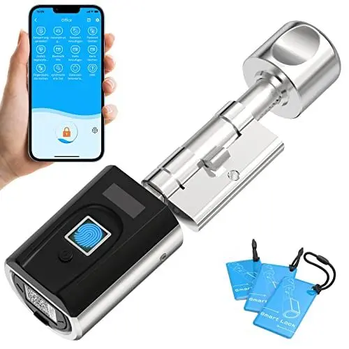Produktbild: WELOCK SECBN51 Fingerabdruck Elektronischer Türschloss Haustür, RFID-Karte Transponder, Bluetooth WIFI Arbeiten APP IP65 Für 30-70mm Tür