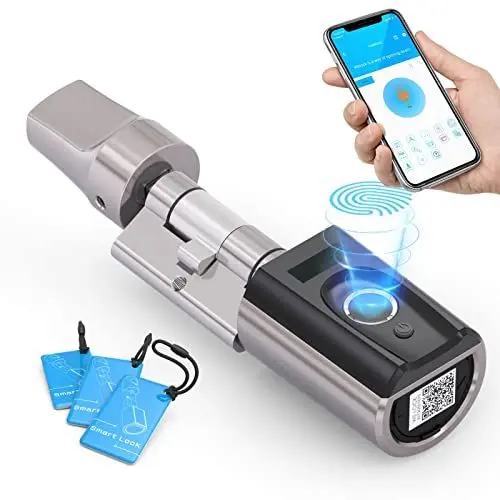 Produktbild: WELOCK Touch45 Elektronisches Türschloss Fingerabdruck,Fingerabdruck Schloss mit RFID Karte,Bluetooth APP,WiFi(Benötige WIFIBOX),Elektronisches Türschloss Haustür,Schließzylinder Fingerabdruck 30/30