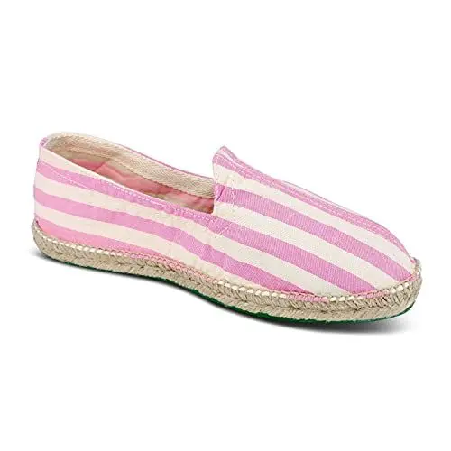 Produktbild: weltenmann Corralejo – Farbige breit gestreifte Slip-on Espadrilles aus Baumwolle mit Schuhbeutel, Bubblegum, 44, Handmade in Spain