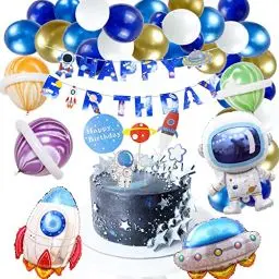 Produktbild: Weltraum Geburtstag Party Dekoration, Weltraum Themen Party Dekoration Jungen, Astronauten Ballon Set mit Happy Birthday Banner, Astronauten Raketen Folienballon, Jungen Birthday Decorations