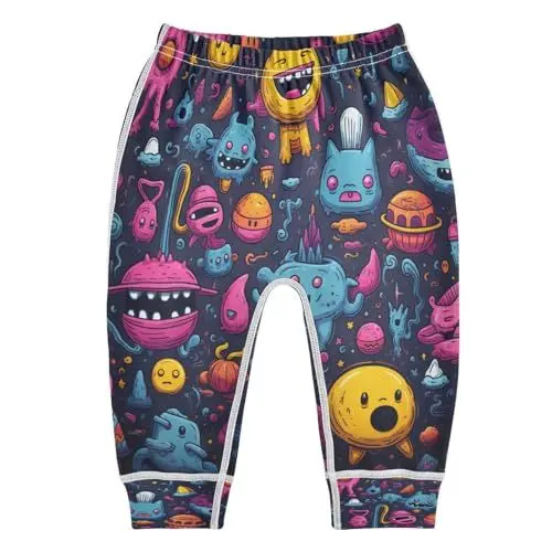 Produktbild: Weltraum-Cartoons Cooles Monster Baby Hose Aus Weicher Baumwolle für Neugeborene 3-24 Monate
