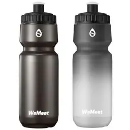 Produktbild: WEMEET Auslaufsichere Fahrrad Trinkflasche, Rennrad Trinkflasche 700ml, BPA-frei, Squeeze Radflasche mit Kapazitätsskala, für Reiten, Fitnessstudio (Schwarz & Schwarz Weiß, 2er Pack)