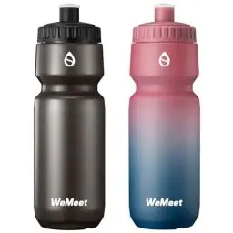 Produktbild: WEMEET Mountainbike Wasserflasche 2er-Pack, Squeeze Trinkflasche Fahrrad mit Kapazitätsskala, Auslaufsichere Fahrradflasche, BPA-frei, für Radsport, Fitnessstudio (Schwarz & Rot Blau, 700ml)