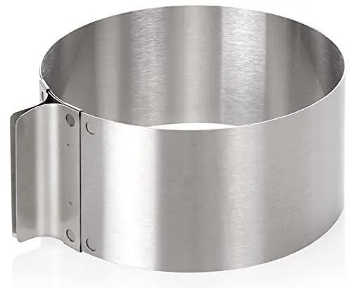 Produktbild: wenco Tortenring verstellbar 16-30 cm, 8 cm hoher Kuchenring aus Edelstahl, Backzubehör für Torten, hitzebeständig bis 180°C, rostfrei, silber, spülmaschinengeeignet