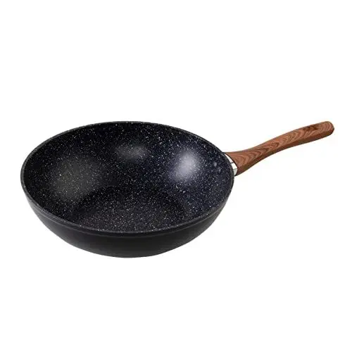 Produktbild: Wenco Wok-Pfanne, Ø 28 cm, Induktionsgeeignet, Aluminium mit PFOA-freier Antihaftbeschichtung, Schwarz