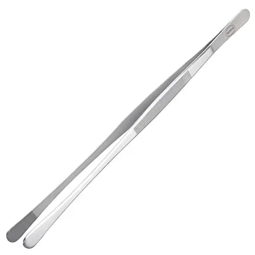Produktbild: wenco Bratpinzette Edelstahl Gourmet Brat-Pinzette zum Greifen und Wenden beim Kochen, 30 cm, Abgerundete Spitzen, Rostfreier, Stainless Steel