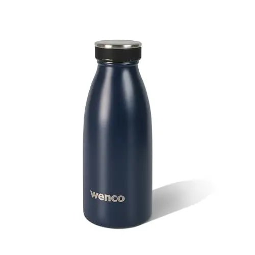 Produktbild: wenco Trinkflasche Edelstahl 0,35l / 350ml isoliert und auslaufsicher für kalte und heiße Getränke auch als Thermoskanne verwendbar BPA frei – blau, Dunkelblau