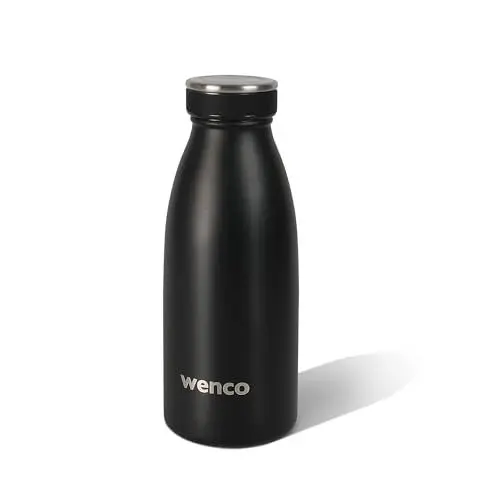 Produktbild: wenco Trinkflasche Edelstahl 0,35l / 350ml isoliert und auslaufsicher für kalte und heiße Getränke auch als Thermoskanne verwendbar BPA frei – schwarz