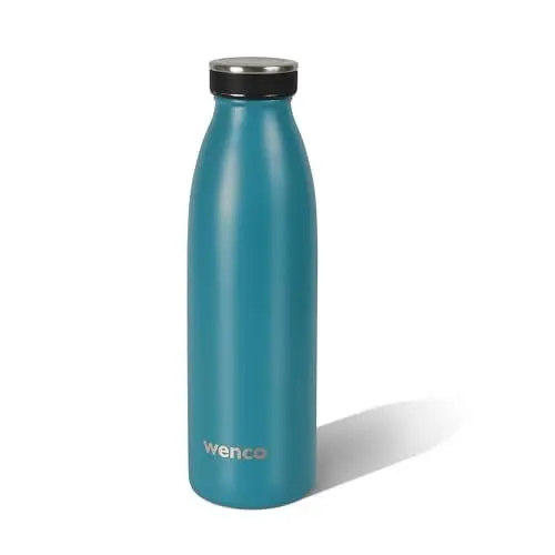 Produktbild: wenco Trinkflasche Edelstahl 0,5l / 500ml isoliert und auslaufsicher für kalte und heiße Getränke auch als Thermoskanne verwendba BPA frei – carribean blue