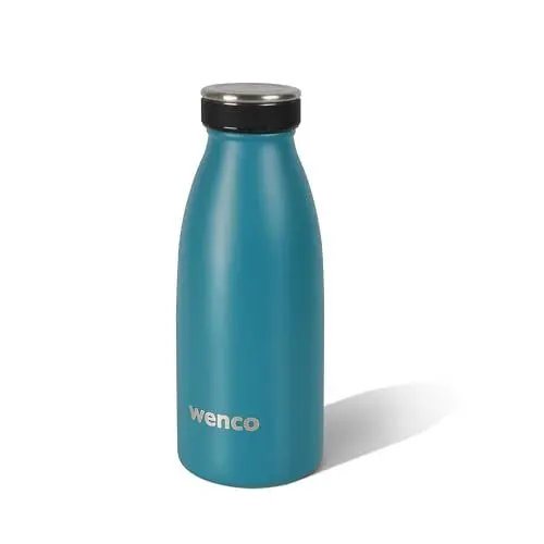 Produktbild: wenco Trinkflasche Edelstahl klein 0,35l / 350ml isoliert und auslaufsicher für kalte und heiße Getränke auch als Thermoskanne verwendbar BPA frei – carribean blue