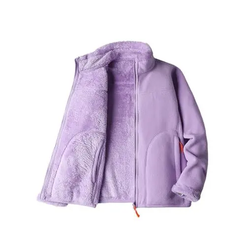 Produktbild: Wendejacke Damen, Plüschjacke Damen, Teddyfleece Jacke Damen, Women Winter Jacket, Damen Fleecejacke Winterjacke Teddy, Jacke Damen Winter Große Größen, Strickjacke Damen Fleece Lila XXL