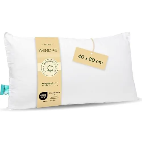 Produktbild: WENDRE Schlaf Atmungsaktives Kissen 40x80 cm - Weich, 100% Baumwolle Kissenbezug, Waschbarer - Luxus Bequeme Kopfkissen für das Bett - Langlebige, Hypoallergene Kissen, Oeko-Tex Zertifiziert